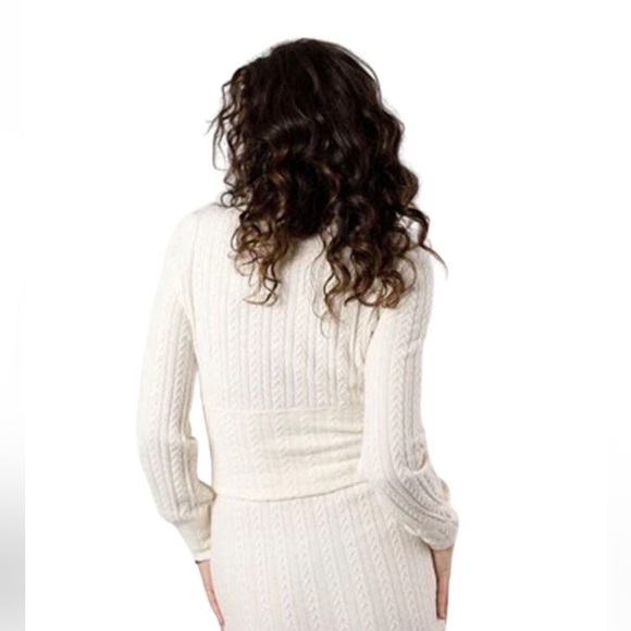 Band of the Free Raquel BLACK Ribbed Knit Cable Mock Neck Sweater Size SM NWT - Picture 4 of 6